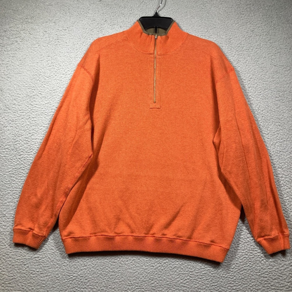 Oliver & Burke American Classic Sweater Men's XL‎ Orange 1/4 Zip Heritage